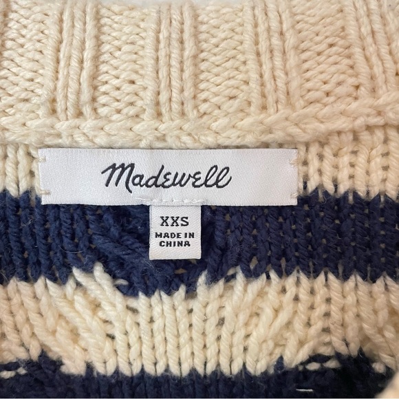 Madewell Cable-Knit Oversized Sweater in Stripe XXS - Picture 4 of 9